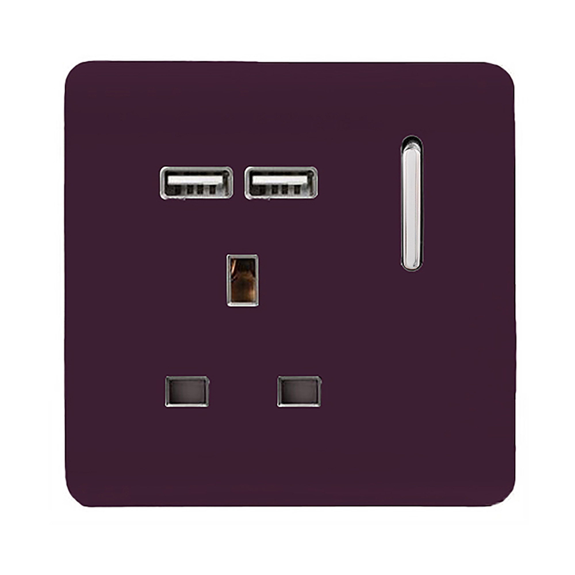 ART-SKT13USBPL  1 Gang 13Amp Switched Single Socket With 2 x USB Plum